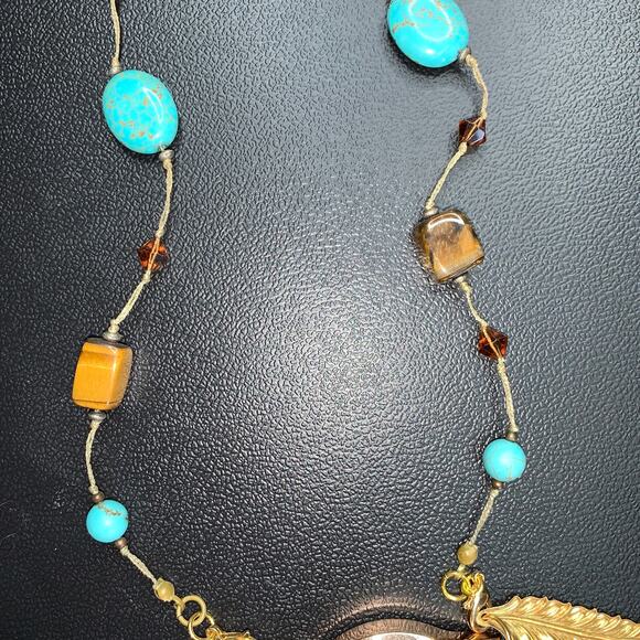 Handcrafted Necklace Path of the Spirit Walker – Turquoise & Tiger’s Eye 30" - Picture 6 of 9